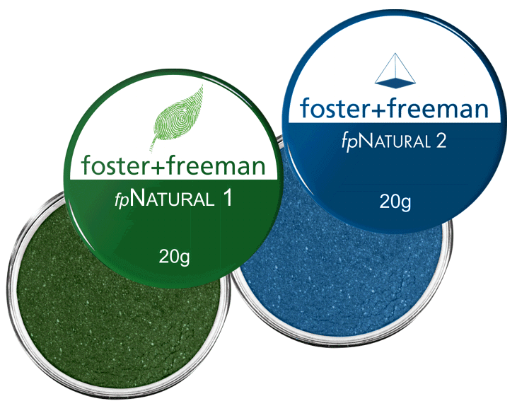 fpNatural Powers are IR Fluorescent Fingerprint Powders developed by Foster+Freeman.