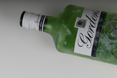 Gordon's Gin bottle before any forensic treatment. This is how it appears to the naked eye.